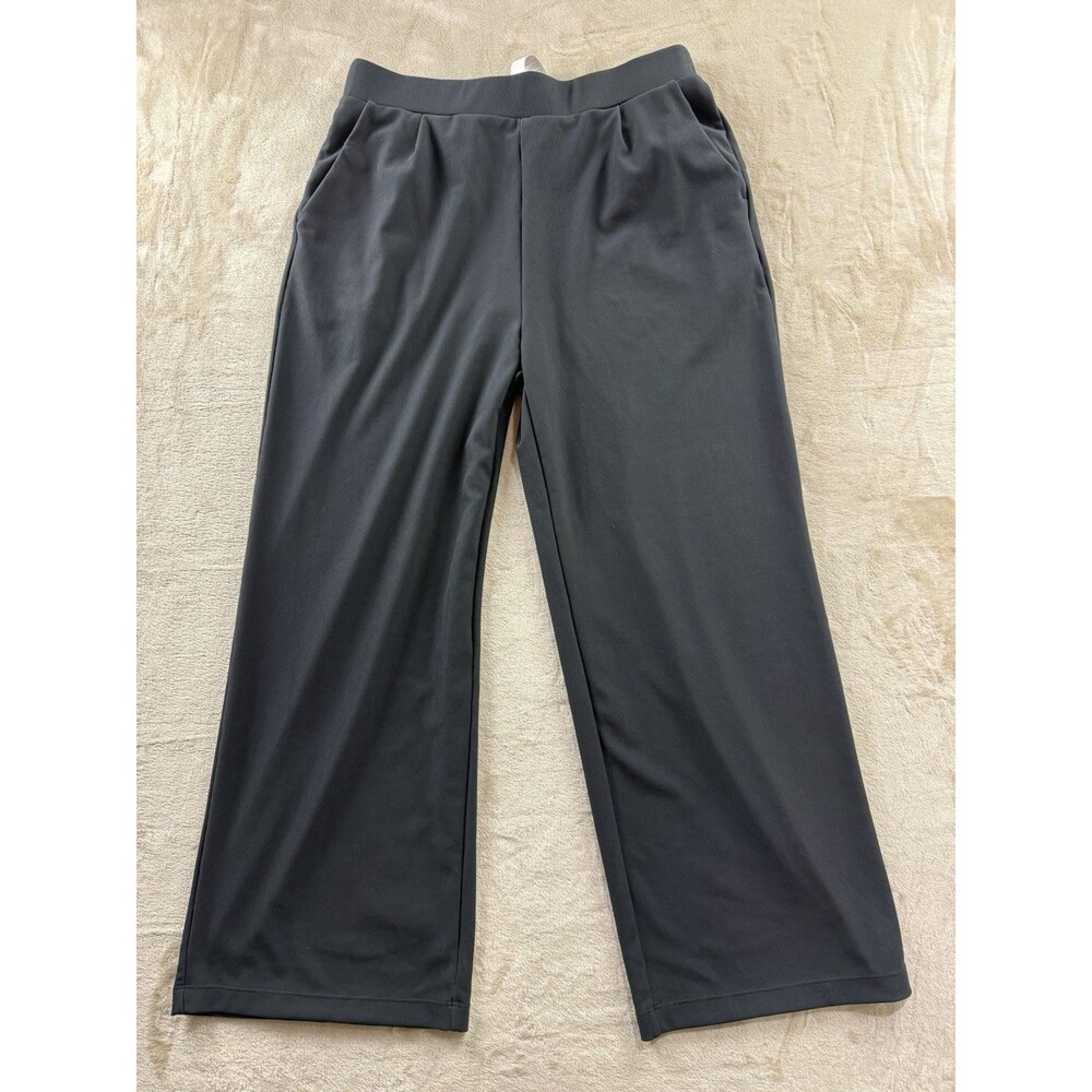 NWT Halara Flex High Waisted Pocket Wide Micro Waffle Work Pants Women's L Black